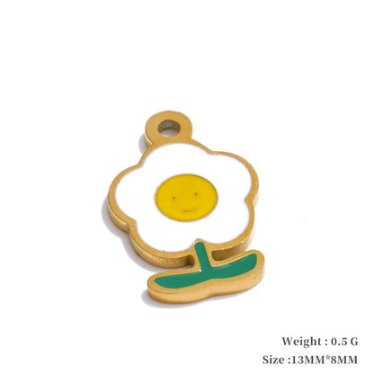 Enamel lemon strawberry heart flower charms - product image