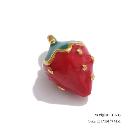 Enamel lemon strawberry heart flower charms - product image