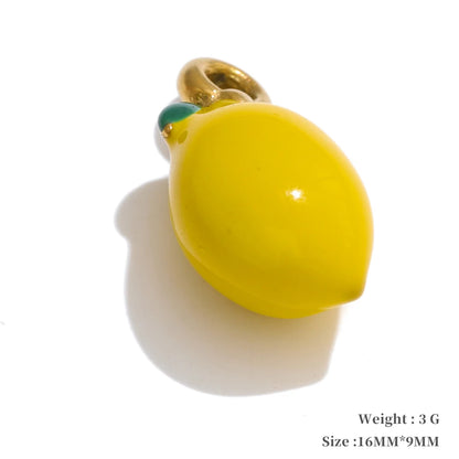 Enamel lemon strawberry heart flower charms - product image