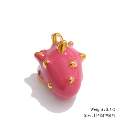 Enamel lemon strawberry heart flower charms - product image
