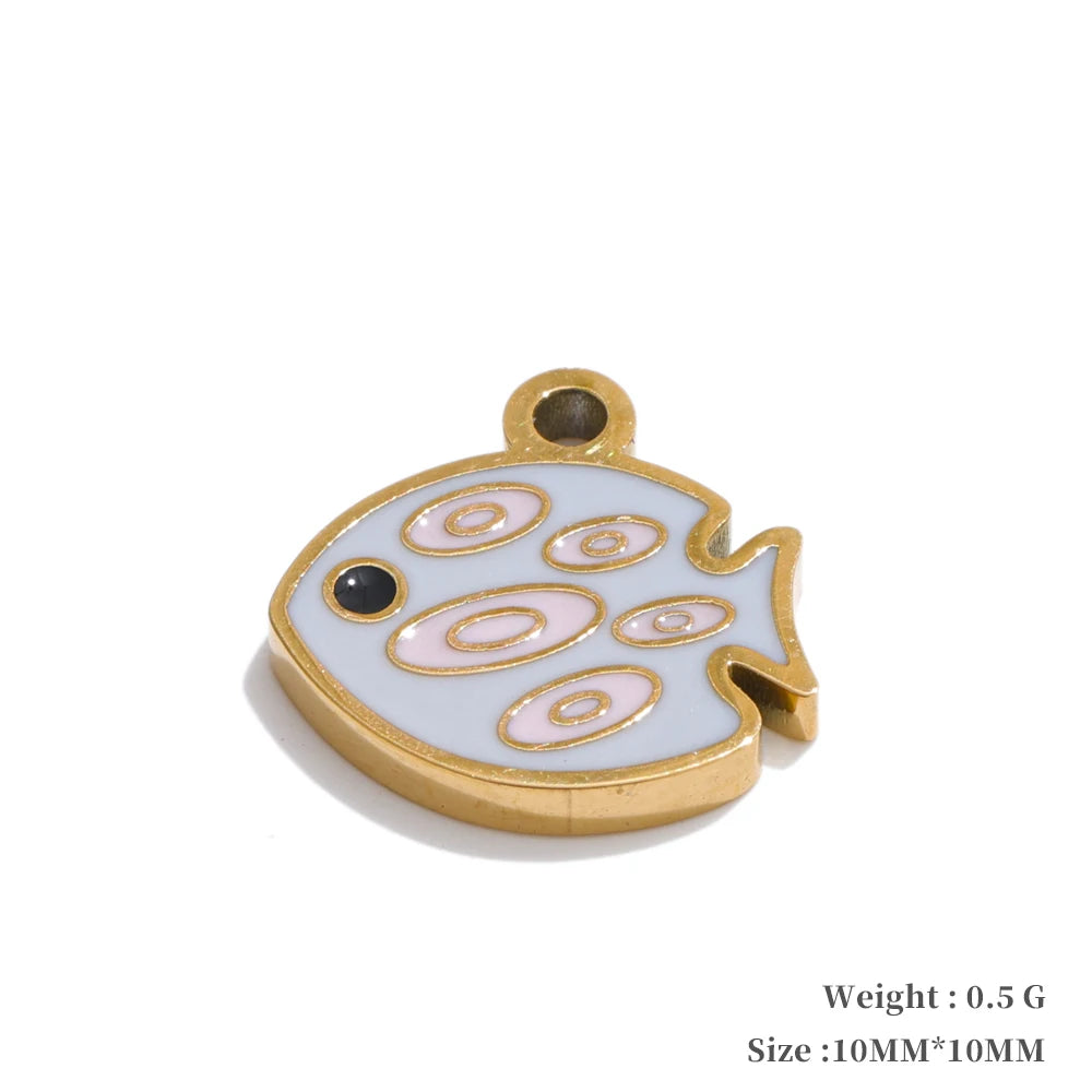 Enamel lemon strawberry heart flower charms - product image