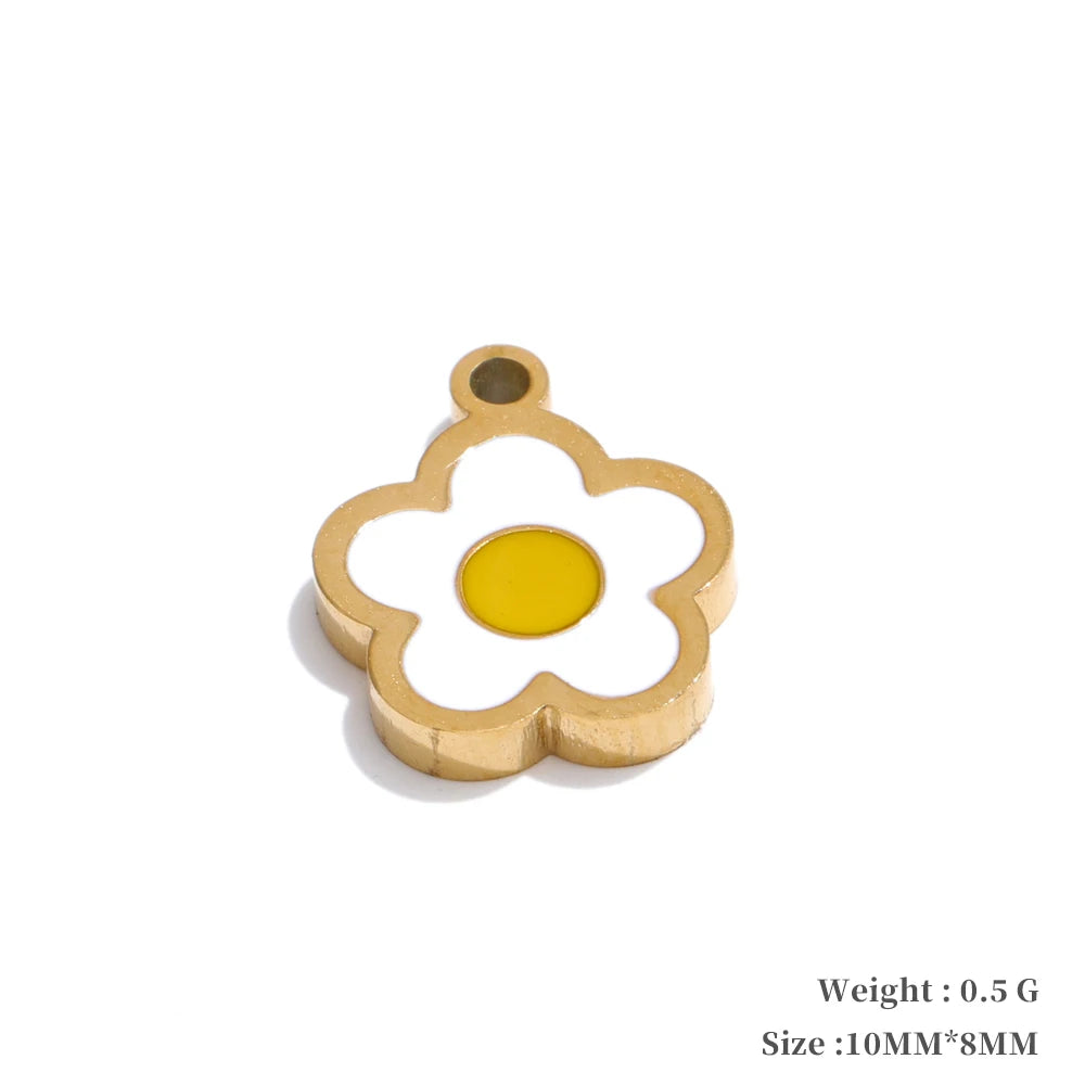 Enamel lemon strawberry heart flower charms - product image