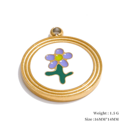 Enamel lemon strawberry heart flower charms - product image