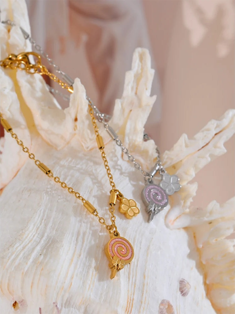 Enamel lollipop flower link chain charm bracelet women - product image