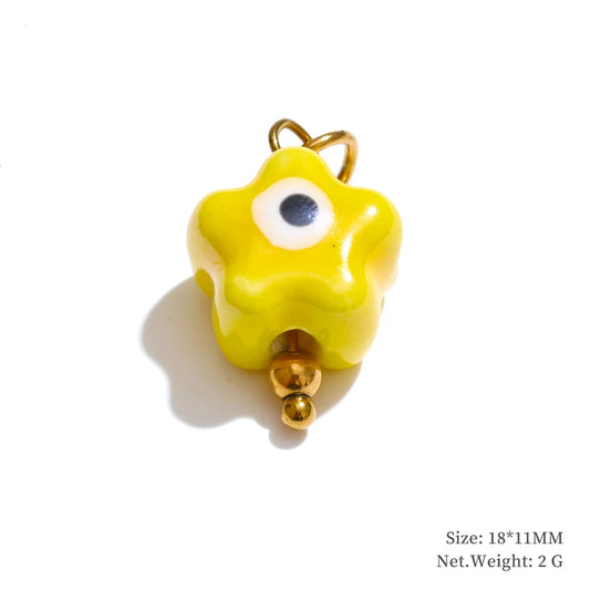 Enamel star flower cherry strawberry charm pendant - product image