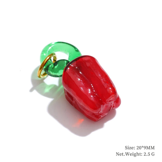 Enamel star flower cherry strawberry charm pendant - product image