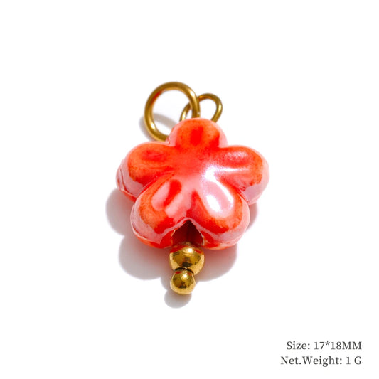 Enamel star flower cherry strawberry charm pendant - product image