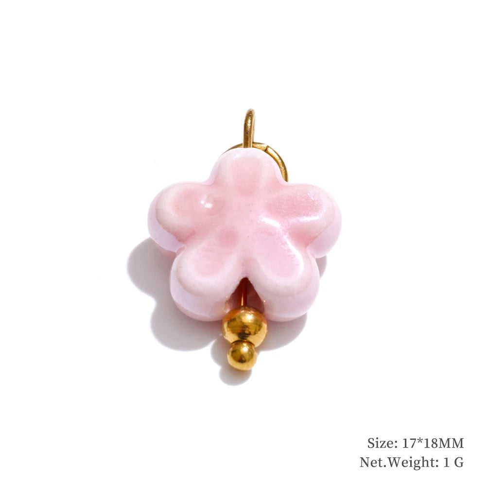 Enamel star flower cherry strawberry charm pendant - product image
