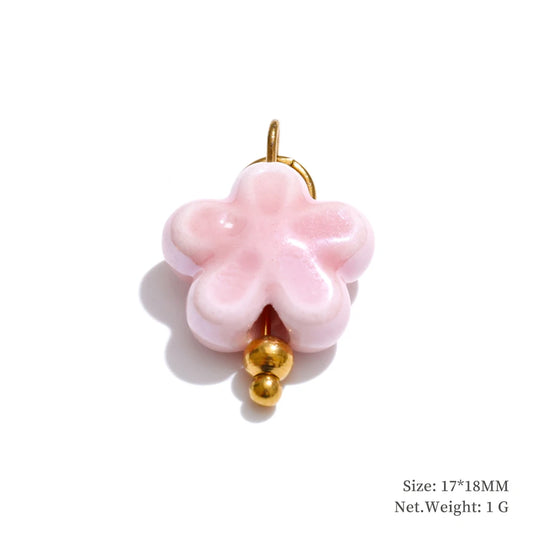 Enamel star flower cherry strawberry charm pendant - product image