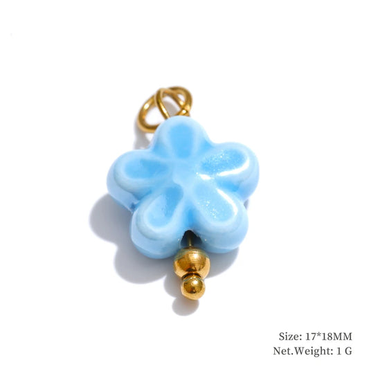 Enamel star flower cherry strawberry charm pendant - product image