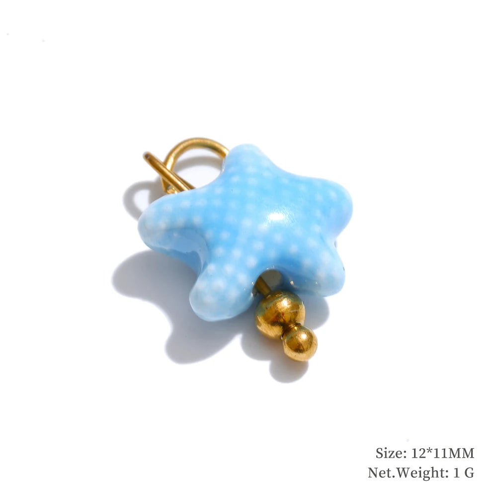 Enamel star flower cherry strawberry charm pendant - product image