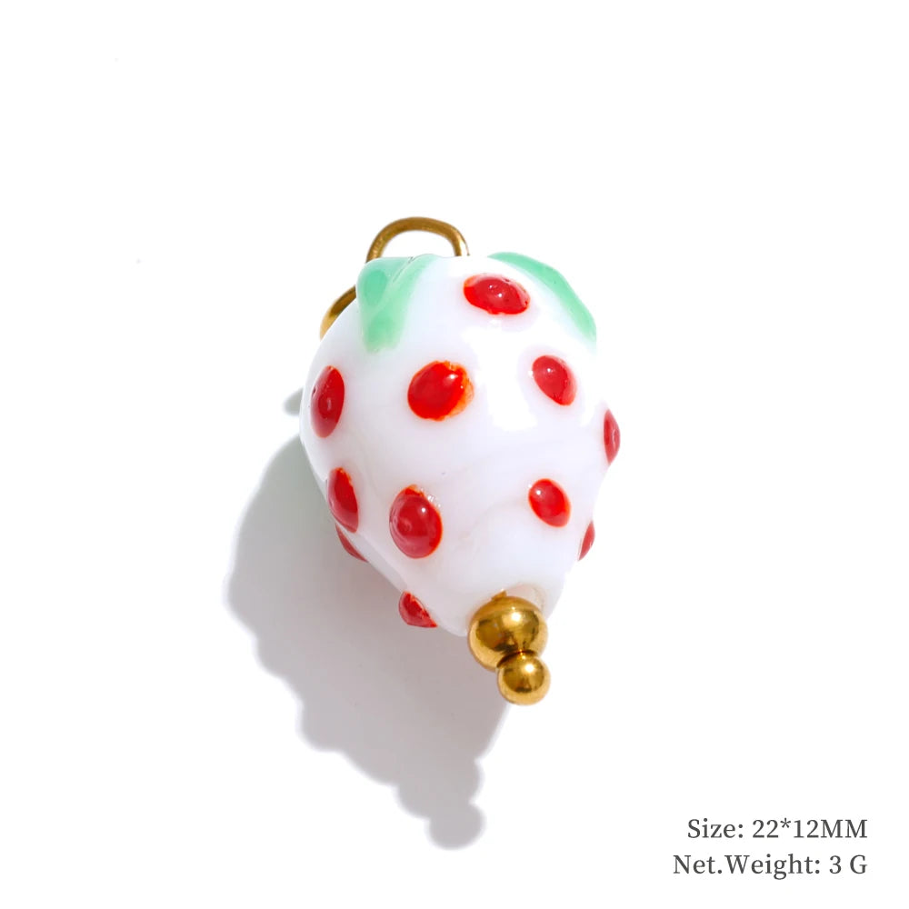 Enamel star flower cherry strawberry charm pendant - product image