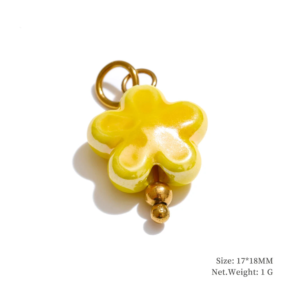 Enamel star flower cherry strawberry charm pendant - product image