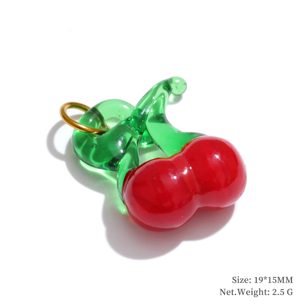 Enamel star flower cherry strawberry charm pendant - product image