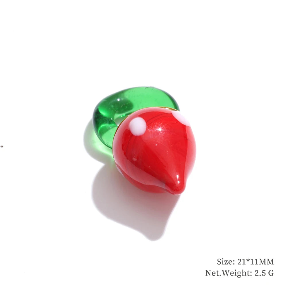 Enamel star flower cherry strawberry charm pendant - product image