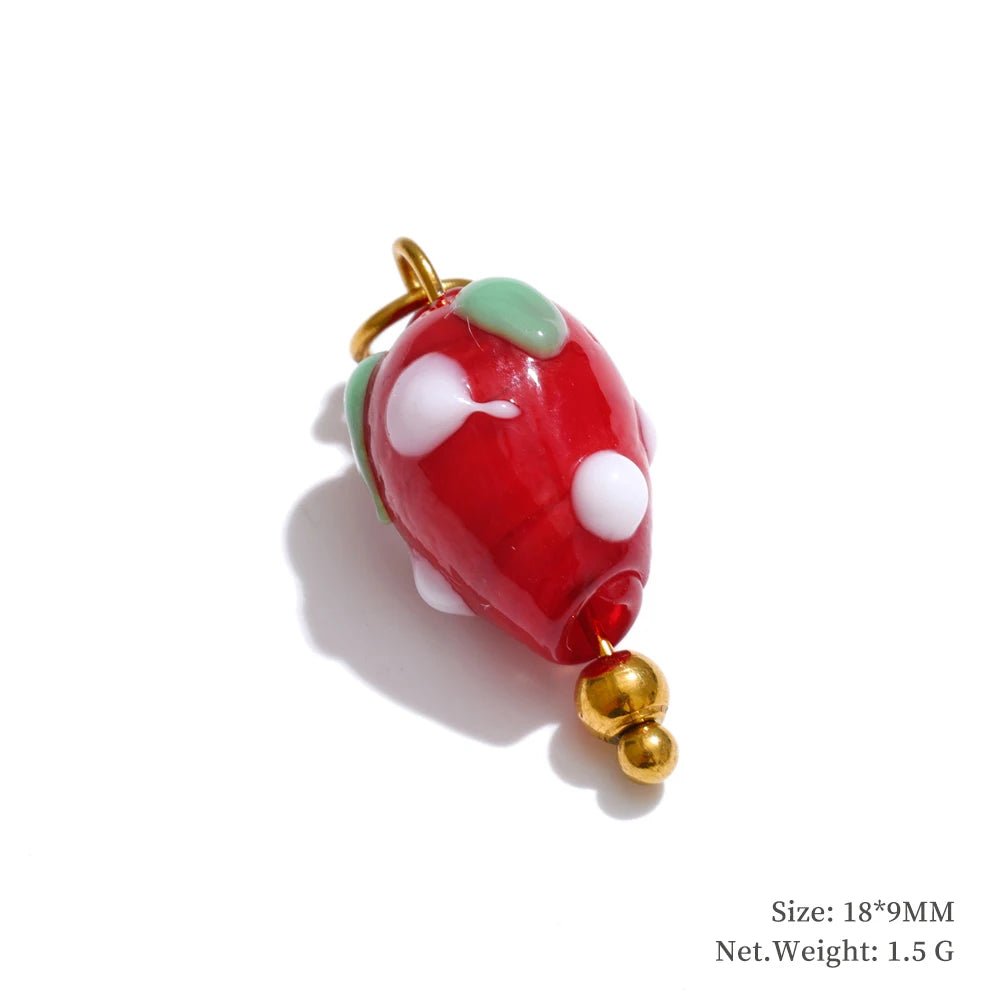Enamel star flower cherry strawberry charm pendant - product image