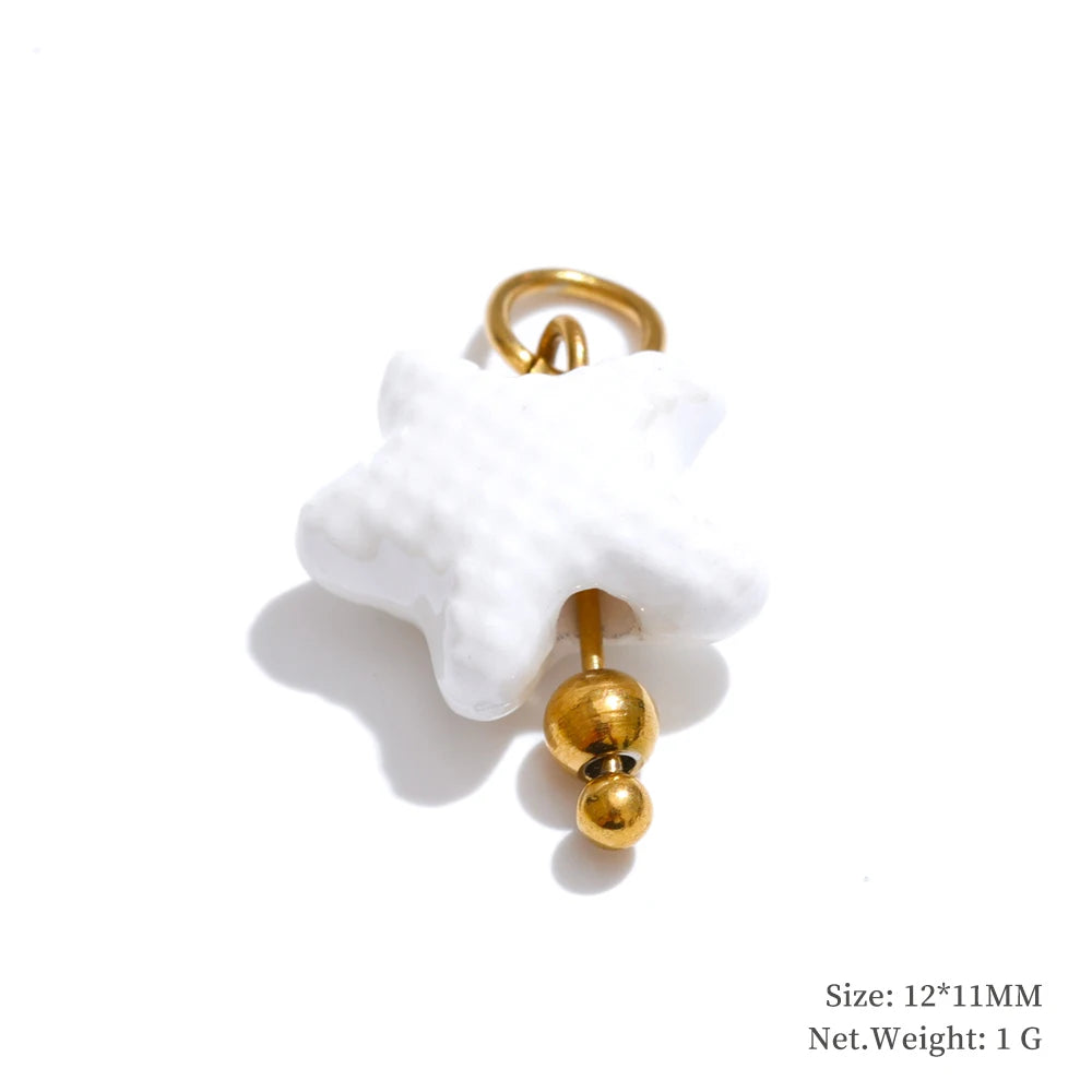 Enamel star flower cherry strawberry charm pendant - product image