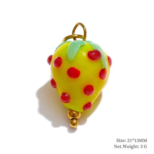 Enamel star flower cherry strawberry charm pendant - product image