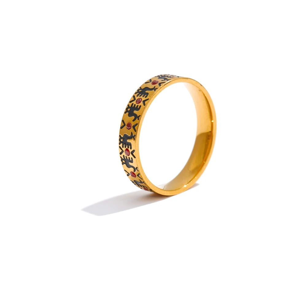 Enamel zircon abstract adjustable ring - product image