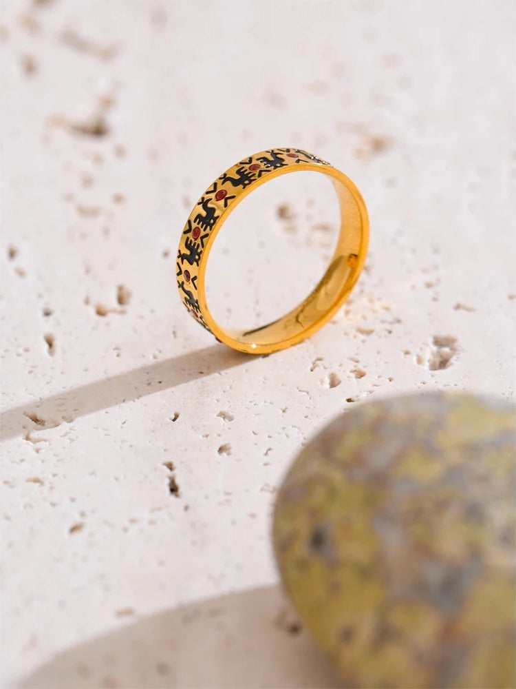 Enamel zircon abstract adjustable ring - product image