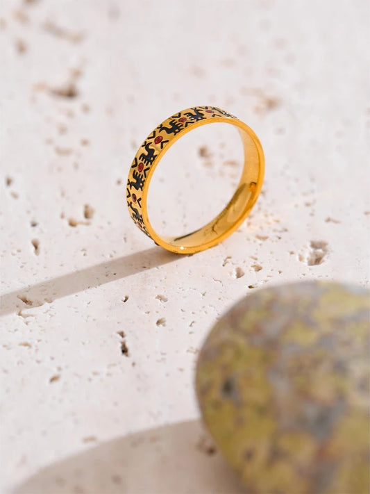 Enamel zircon abstract adjustable ring - product image