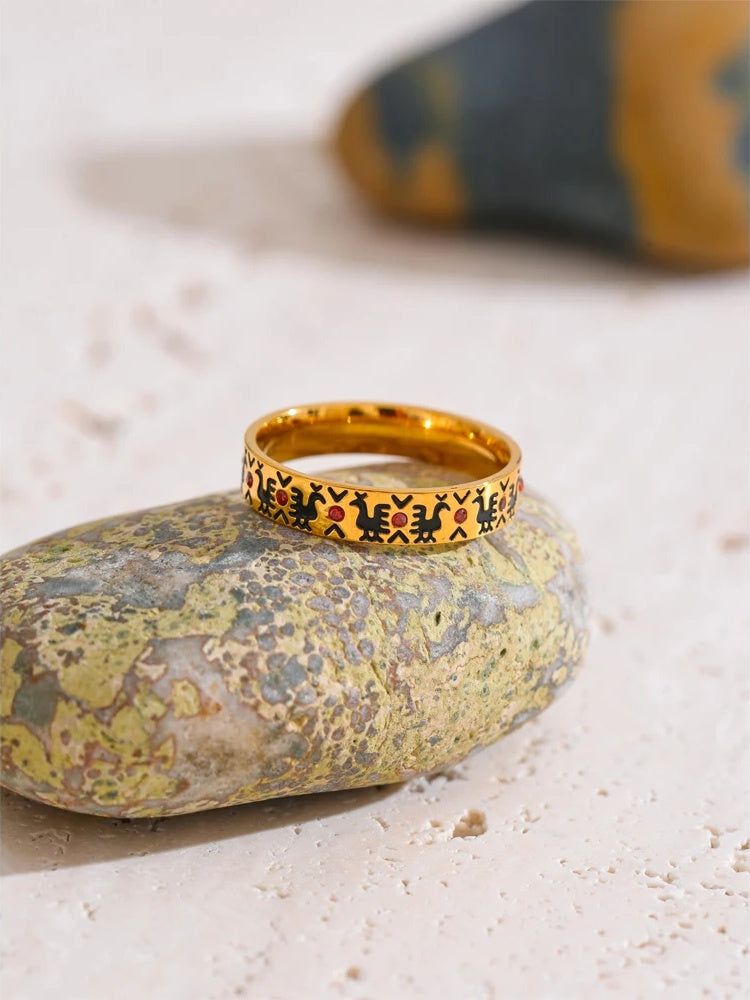 Enamel zircon abstract adjustable ring - product image