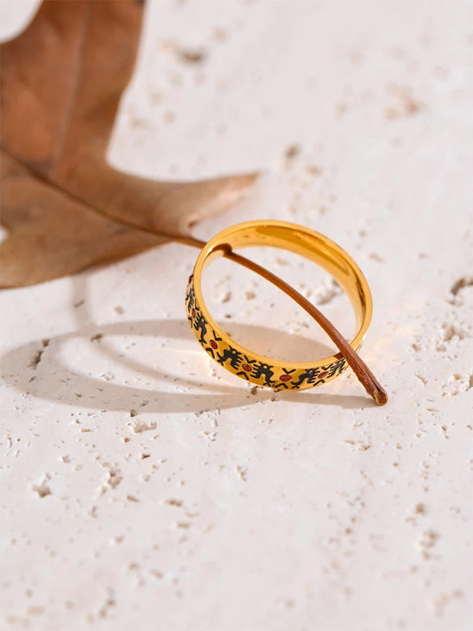 Enamel zircon abstract adjustable ring - product image