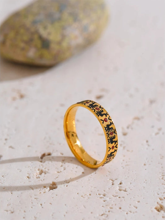 Enamel zircon abstract adjustable ring - product image