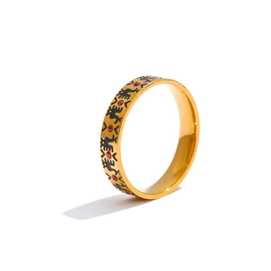 Enamel zircon abstract adjustable ring - product image