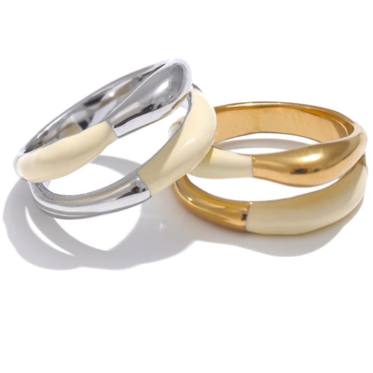 Exquisite beige enamel fashion ring - product image