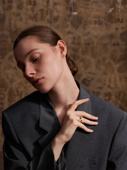 Exquisite beige enamel fashion ring - product image