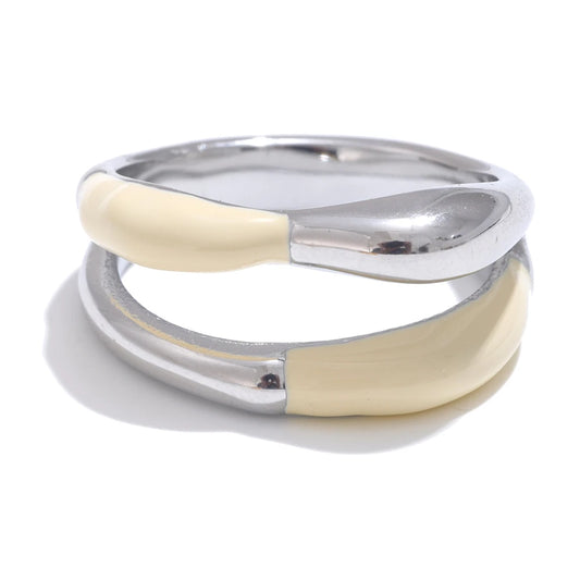 Exquisite beige enamel fashion ring - product image
