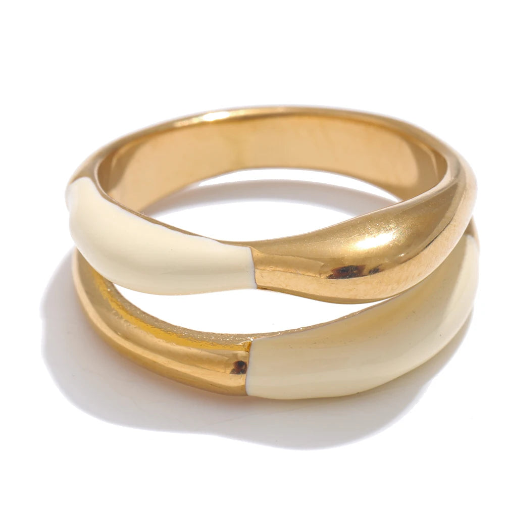 Exquisite beige enamel fashion ring - product image