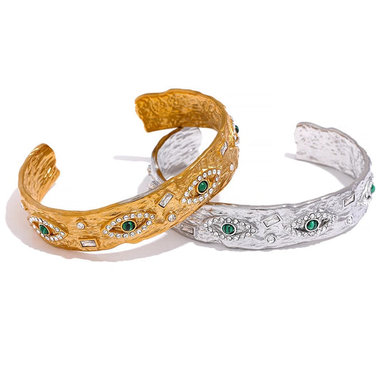 Exquisite eye zircon vintage open cuff bracelet women - product image