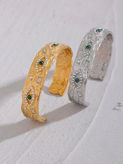 Exquisite eye zircon vintage open cuff bracelet women - product image