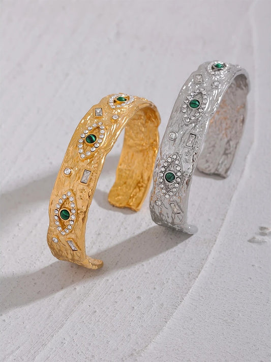 Exquisite eye zircon vintage open cuff bracelet women - product image