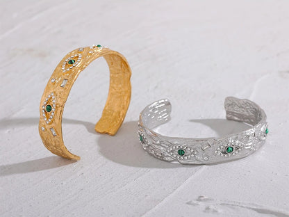 Exquisite eye zircon vintage open cuff bracelet women - product image