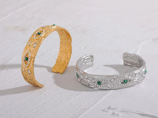 Exquisite eye zircon vintage open cuff bracelet women - product image
