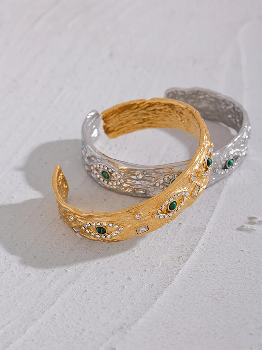 Exquisite eye zircon vintage open cuff bracelet women - product image