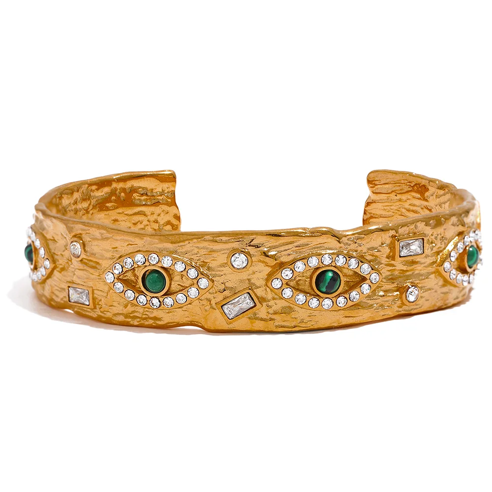 Exquisite eye zircon vintage open cuff bracelet women - product image