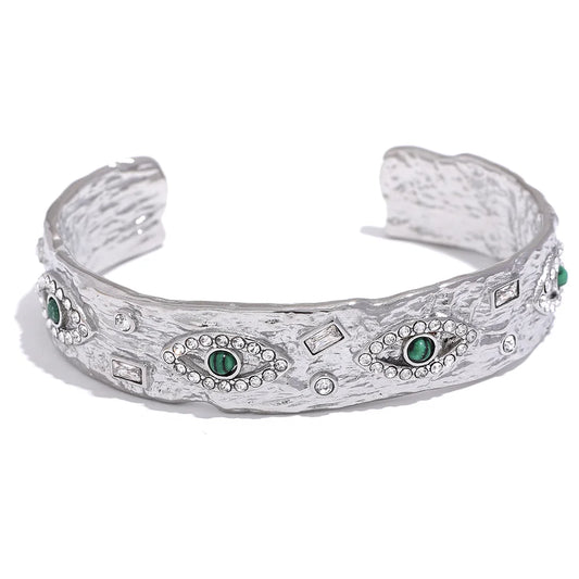 Exquisite eye zircon vintage open cuff bracelet women - product image