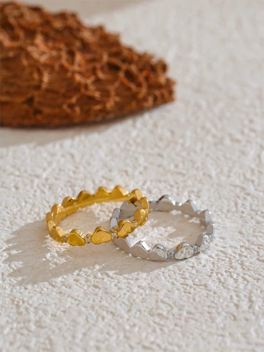 Exquisite zircon heart minimalist unique ring - product image