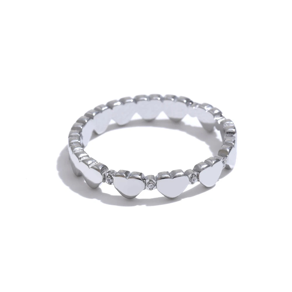 Exquisite zircon heart minimalist unique ring - product image