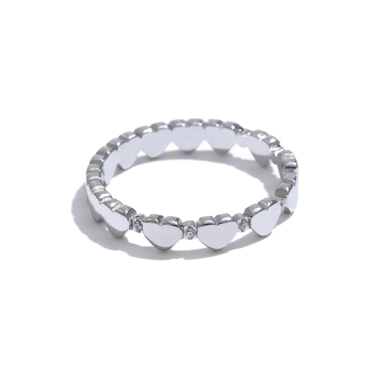 Exquisite zircon heart minimalist unique ring - product image