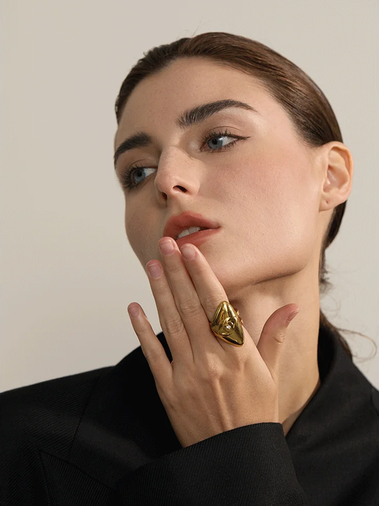 Eye triangle open fashion statement ring women - product image