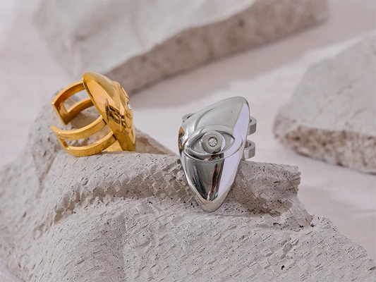 Eye triangle open fashion statement ring women - product image
