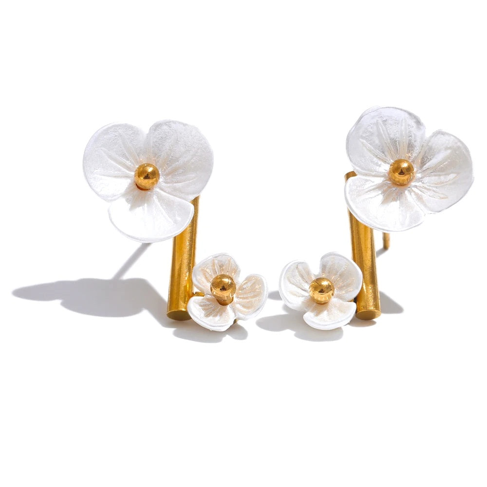 Fairy flower rotating contemporary stud earrings - product image