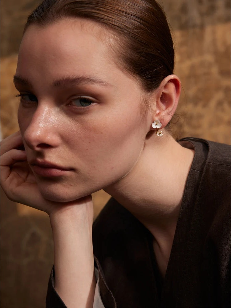 Fairy flower rotating contemporary stud earrings - product image
