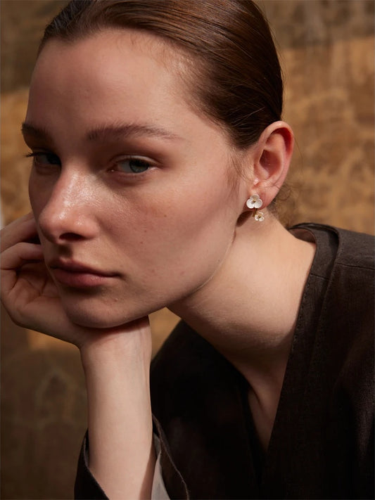 Fairy flower rotating contemporary stud earrings - product image