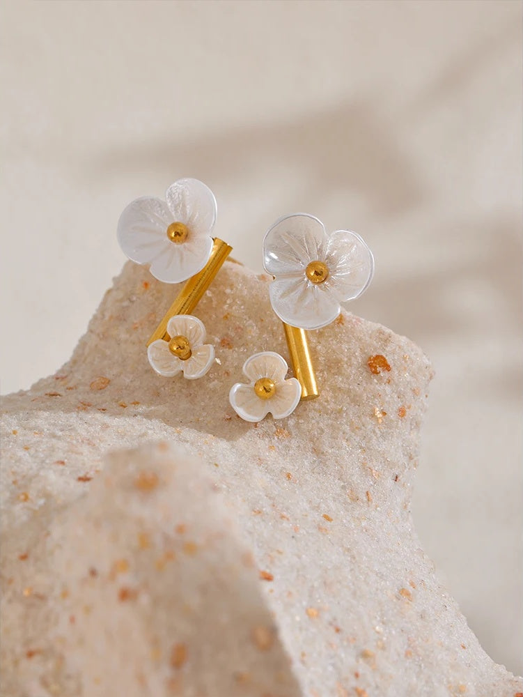 Fairy flower rotating contemporary stud earrings - product image
